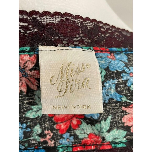 🎀 Vintage 70s Miss Diva Nightgown & Robe Set Black Floral Boho Glam Small - Picture 12 of 13